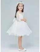 Tulle Lace White Short Sheer Top Flower Girls Dress