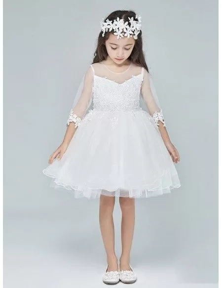 White Short Tulle Dress for Girls