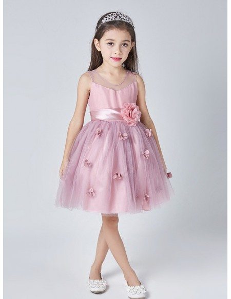 Lilac Short Simple Flowers Pageant Dress for Little Girls