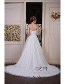 Ball-Gown Sweetheart Chaple Train Lace Wedding Dress With Pleated