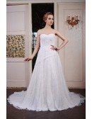 Ball-Gown Sweetheart Chaple Train Lace Wedding Dress With Pleated