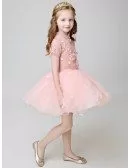 Little Girl's Vintage Pink Tutu Party Dress with Short Sleeves