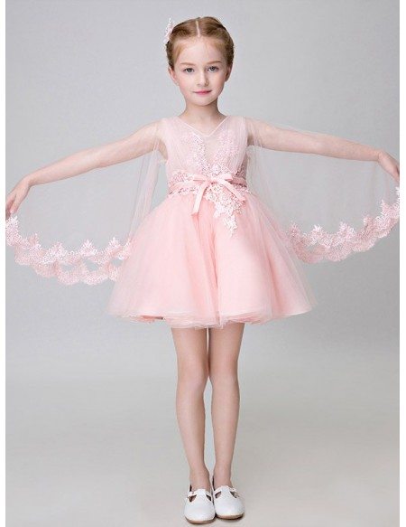 Cute Pink Sweetheart Tutu Lace Flower Girl Dress
