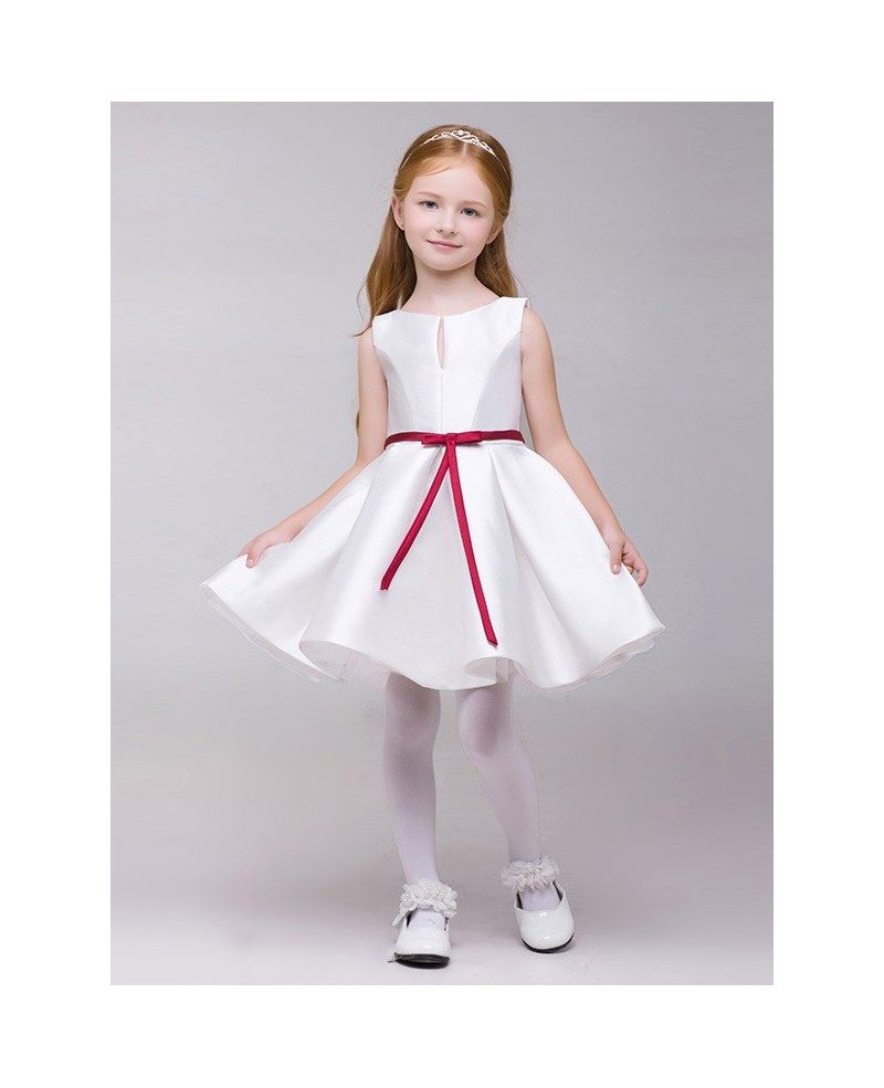 flower girl dresses with red sash
