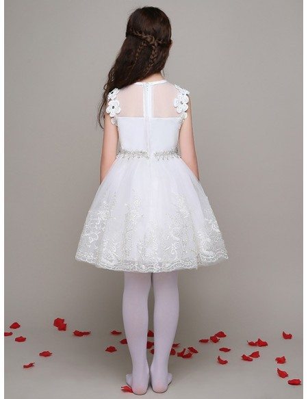 Tulle Lace Short Ball Gown Pageant Dress with Diamonds Beading