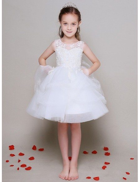 Tulle Lace Short Bubble Gown Pageant Dress in Sleeveless