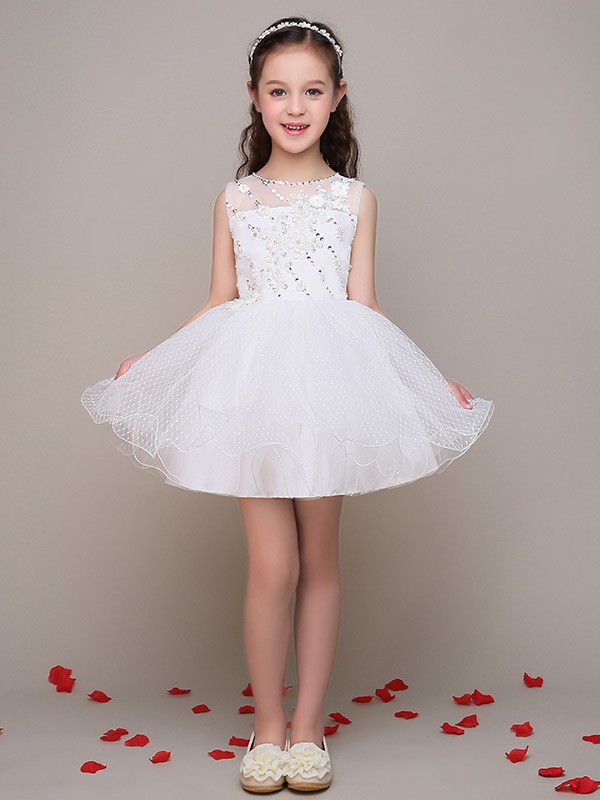 Sleeveless Short Beaded Gauze Pageant Dress for Little Girls #EFL15 ...