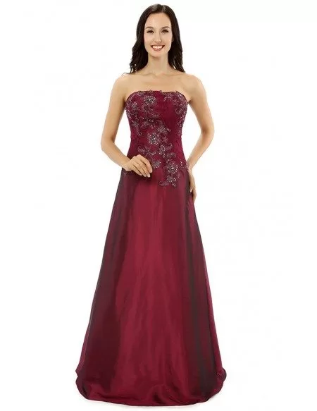 strapless floor length dress