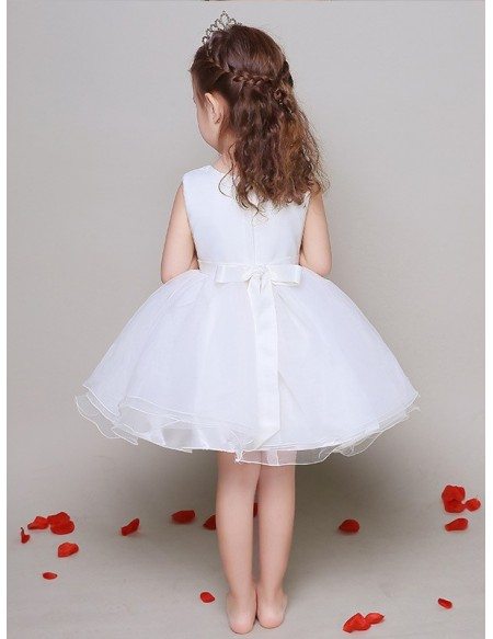 Ball Gown Short Embroidered Organza Flower Girl Dress
