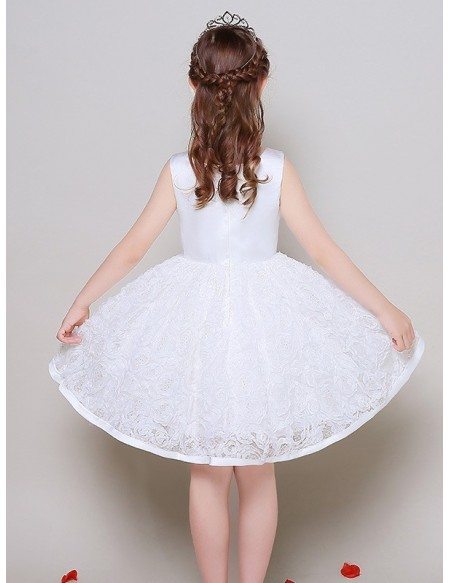 Ruffled Ballroom Short Organza Flower Girl Dress in Sleeveless