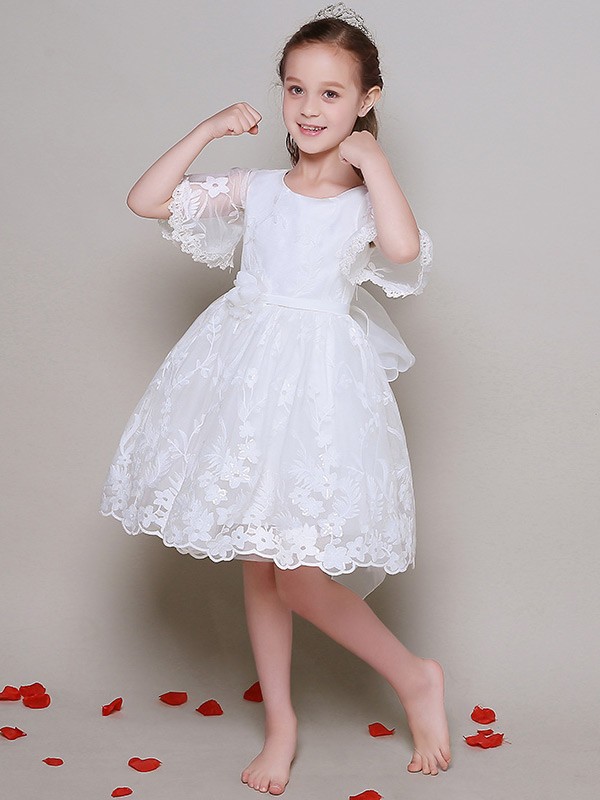 Short Sleeved Ball Gown Lace Pageant Dress for Little Girls #EFL31 ...
