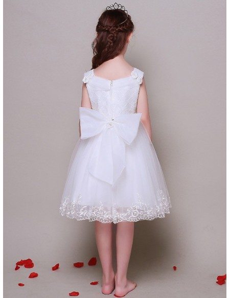 Short A Line Lace Tulle Flower Girl Dress without Sleeves #EFL33 ...