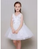Ball Gown Short Lace Floral Pageant Dress with Beaded Sweetheart Neck