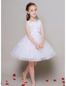 Tulle Ballroom Floral Lace Pageant Dress in Short