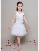 Short Lace Ruffled Bubble Flower Girl Dress