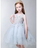 Asymmetrical Tulle Fairy Blue Lace Pageant Dress for Little Girls