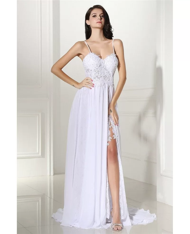 white gown with slit