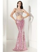Fitted Mermaid Sparkle Sequins See-through Prom Dress