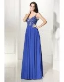 Classy Lace Empire Line Blue Chiffon Prom Dress