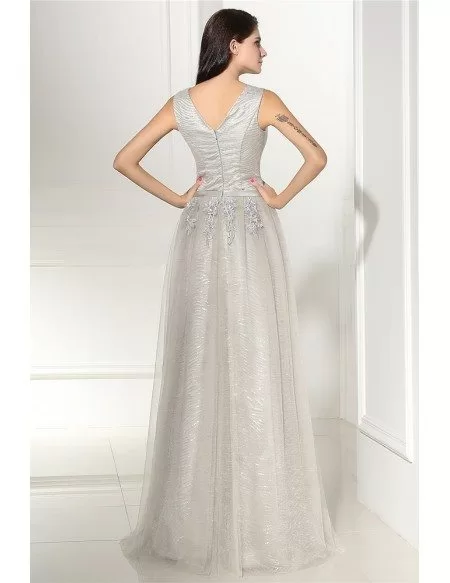 Special Grey Lace Tulle Long Prom Dress #LG0314 - GemGrace.com