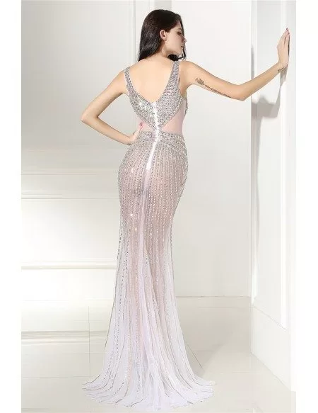 Sexy Full Beaded Tulle See-through Prom Dress #LG0315 - GemGrace.com