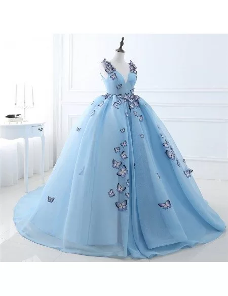 Formal Ballgown Tulle Prom Dress with Butterflies
