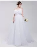 Big Bow Front Empire Waist Long Tulle Wedding Dress