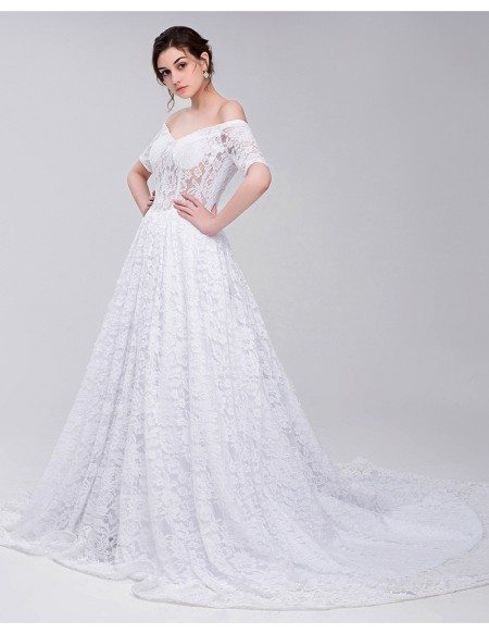 Gorgeous Full Lace Off Shoulder Wedding Dress