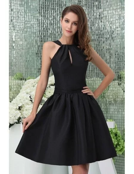 A-line High Neck Knee-length Satin Cocktail Dress