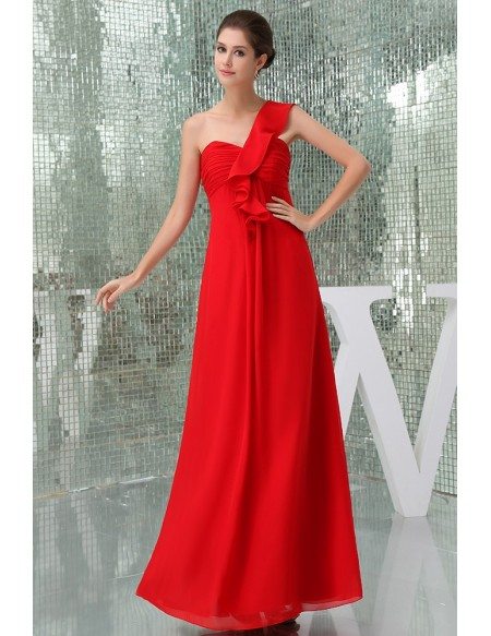 A-line One-shoulder Ankle-length Chiffon Bridesmaid Dress #OP536 $119 ...