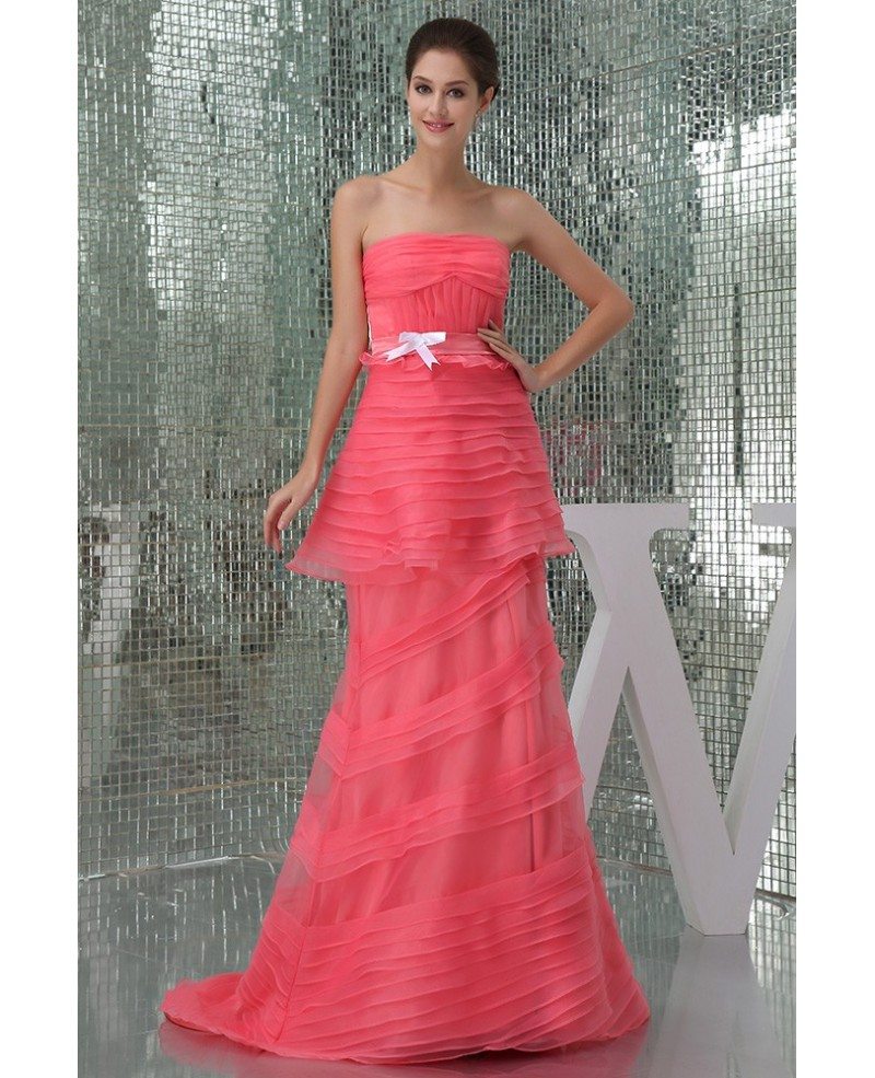 Sheath Strapless Sweep Train Tulle Evening Dressop5053 215 3878