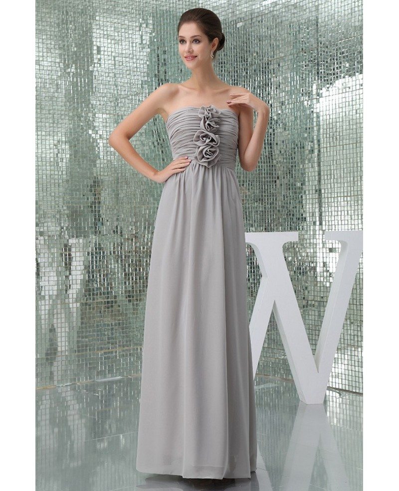 A-line Strapless Floor-length Chiffon Bridesmaid Dress #OP5055 $129 ...
