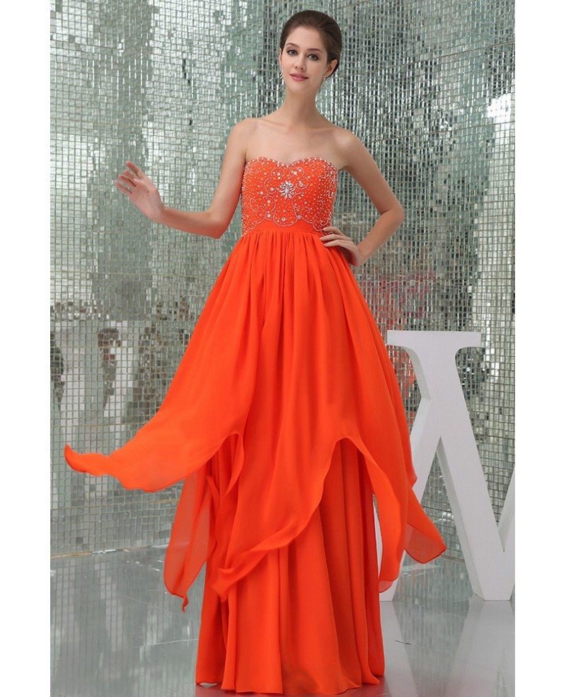 A-line Sweetheart Floor-length Chiffon Prom Dress With Beading #OP5056 ...