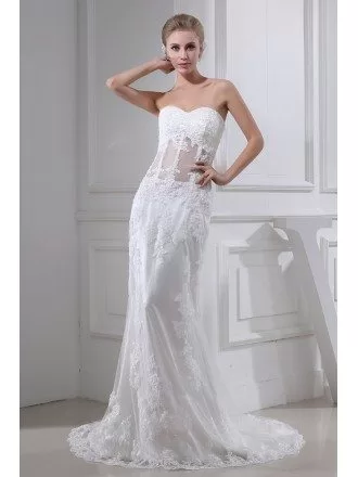 Mermaid Sweetheart Sweep Train Lace Wedding Dress