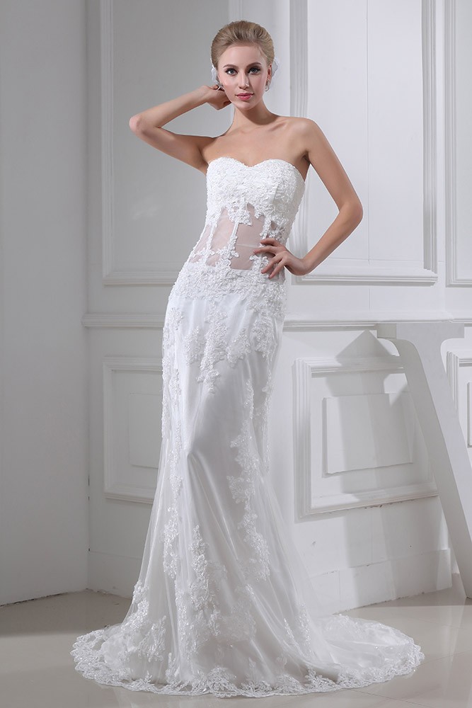 Mermaid Sweetheart Sweep Train Lace Wedding Dress #OP5083 $215 ...