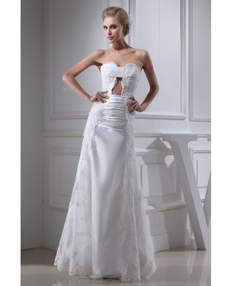 Sheath Sweetheart Floor-length Lace Wedding Dress #OP5085 ...