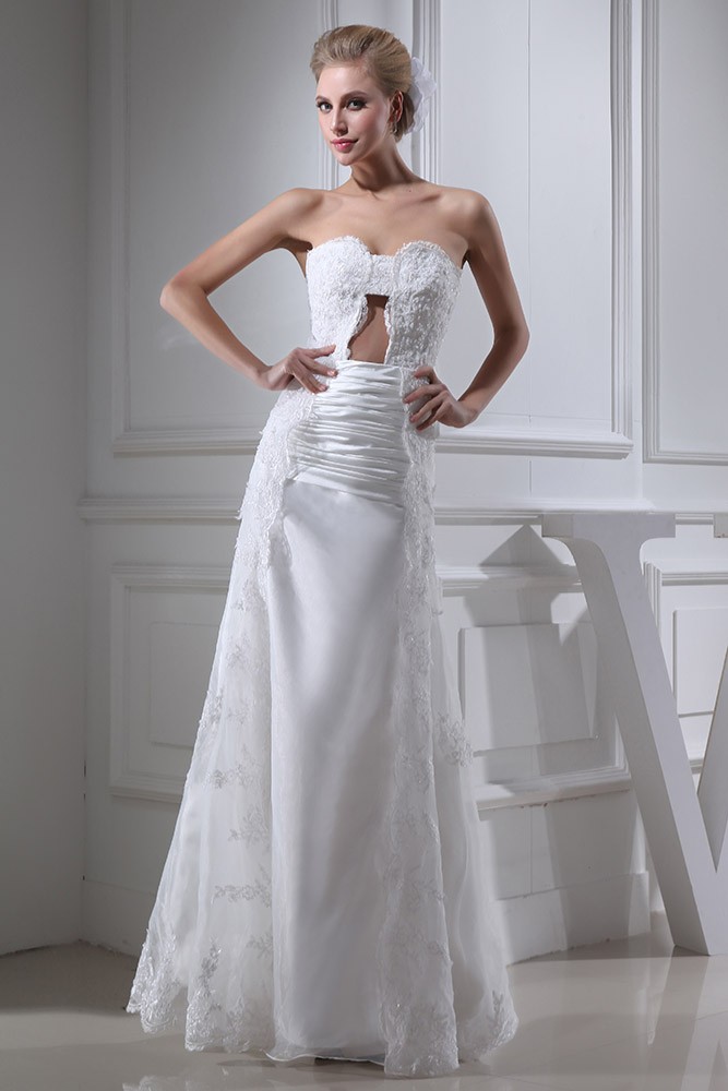 Sheath Sweetheart Floor-length Lace Wedding Dress #OP5085 $215 ...