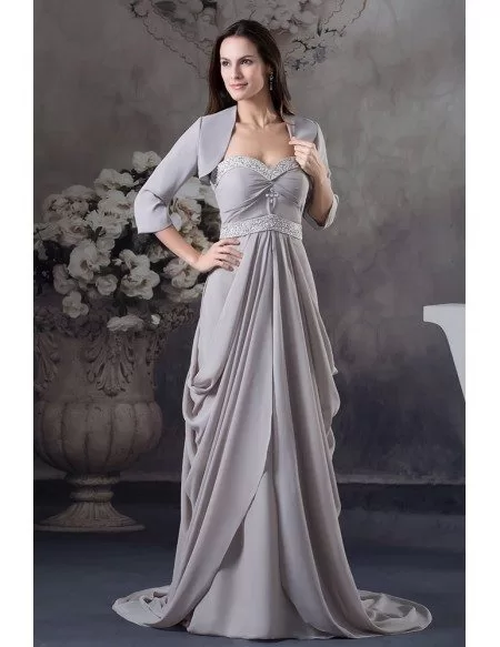 A-line Sweetheart Sweep Train Chiffon Mother of the Bride Dress #OP4559 ...