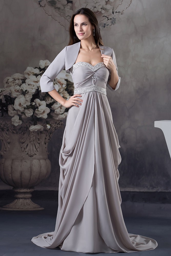 A-line Sweetheart Sweep Train Chiffon Mother of the Bride Dress