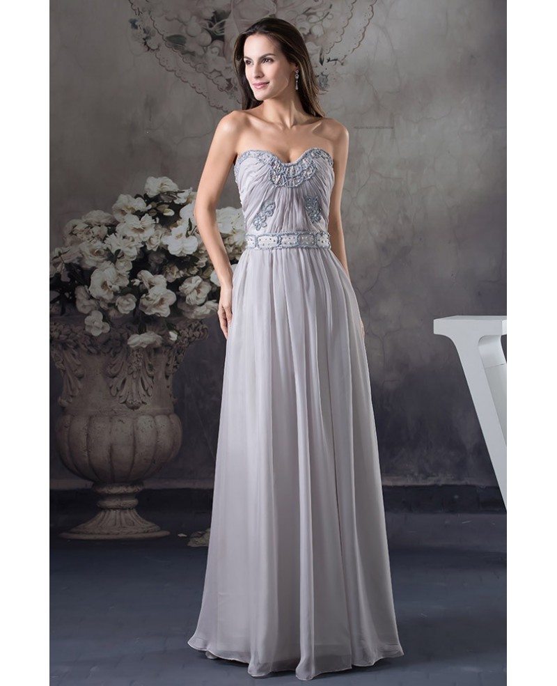 A-line Sweetheart Floor-length Chiffon Evening Dress With Beading # ...