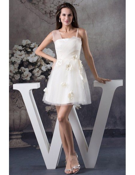 A-line Strapless Short Tulle Homecoming Dress With Flowers