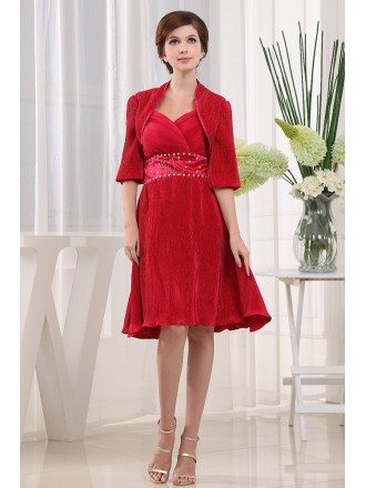 A-line Sweetheart Knee-length Chiffon Mother of the Bride Dress