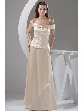 A-line Off-the-shoulder Floor-length Satin Mother of the Bride Dress