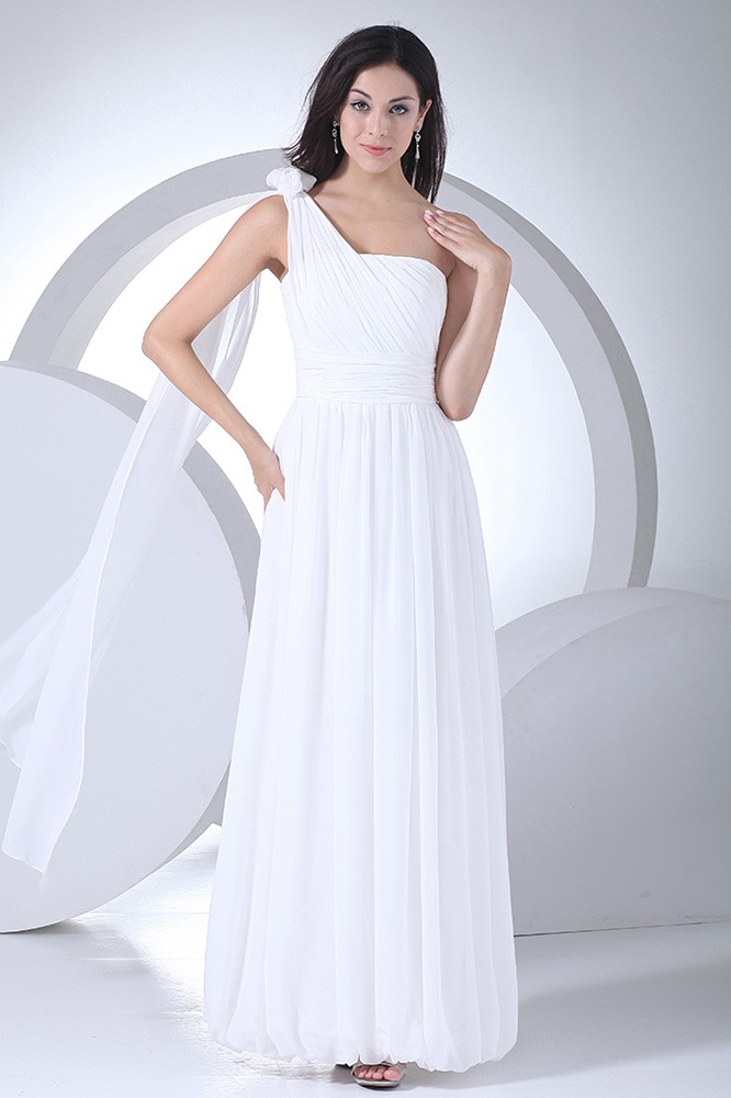 Chic One Strap Chiffon Floor Length Wedding Dress #OP4114 $146.9 ...