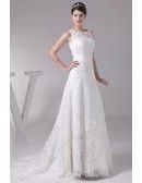 Full of Lace High Neckline Wedding Dress with Corset Back