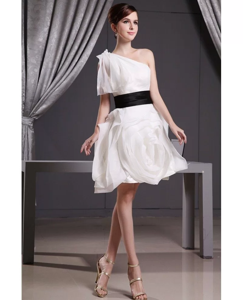 one shoulder short wedding dress