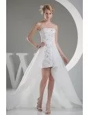 Chic Strapless Lace Short Front Long Back Wedding Dress
