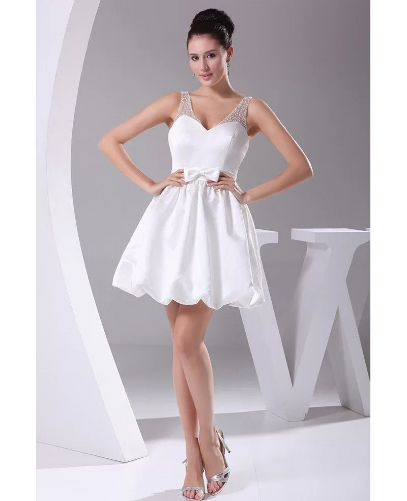 Simple Short Wedding Dresses Sweetheart Backless White Taffeta Style