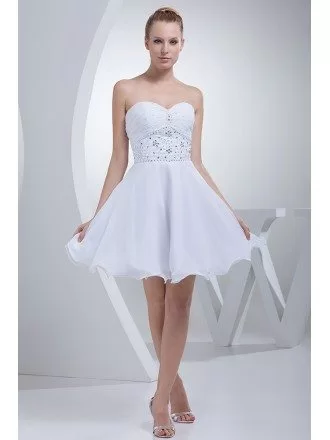 Cute Short Beaded Wedding Reception Dress Sweetheart