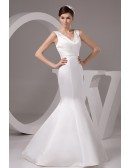 Mermaid V-neck Floor-length Satin Wedding Dress